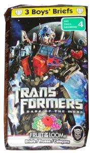 Fruit of the Loom Transformers 3 Boys Cotton Briefs x 3 Pairs * Sizes 