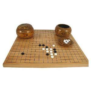   Style Go Board with Wooden Bowls and Glass Stones