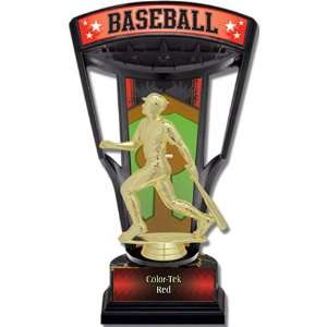 Custom Baseball Trophies RED COLOR TEK PLATE 9.25 STADIUM BACK TROPHY 