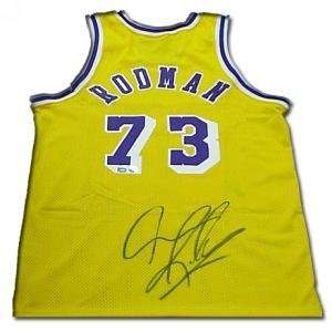  Dennis Rodman Signed Authentic Nike Lakers Jersey   Gold 