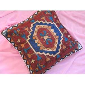  EMBROIDERY KASHMIR ACCENT PILLOW INDIAN CUSHION CASE