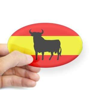  Spain flag with Bull Flag Oval Sticker by  