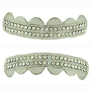  Silver plated Grillz top & bottom set grills bling 