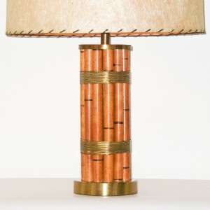 RUSSEL WRIGHT Bamboo and Brass Table Lamp Mid Century Danish Modern 