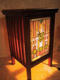 Antique Stained Glass Tiffany Design Corner Table Lamp  
