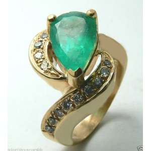  Gorgeous Colombian Emerald & Diamond Ring 3.80 Cts 