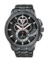 Citizen Watch, Mens Chronograph Eco Drive Black Plated Stainless 