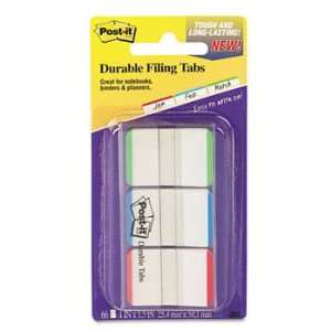  Durable File Tabs, 1 x 1 1/2, Striped, Blue/Green/Red, 66 
