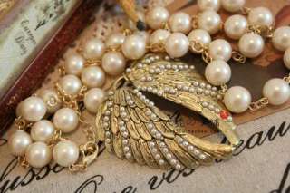   Angel Wing Pearls Palace Style Heart Fashion Necklace Z1019  