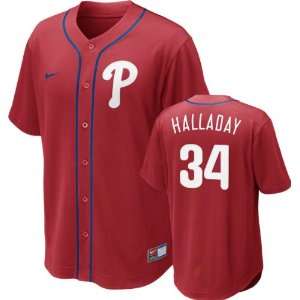   Phillies Nike Red Roy Halladay #34 Dri FIT Player Jersey Sports