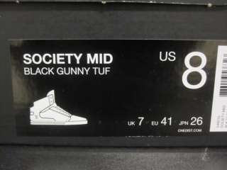 Supra Society Mid Black Gunny Tuf sz 8 13 BNIB $120  