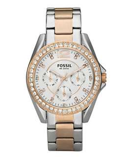Fossil Watch, Womens Chronograph Riley Two Tone Stainless Steel 