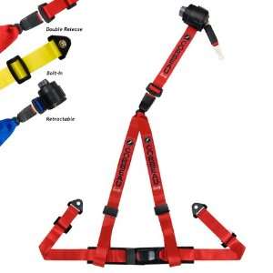  Corbeau 2 Inch Red 3 Point Retractable Bolt In Harness 