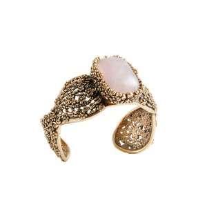  Barse Bronze Rose Quartz Cuff Bracelet Jewelry