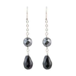  Barse Sterling Silver Onyx and Hematite Drop Earrings 