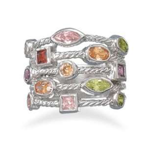    Jewelry Locker Multicolor and Shape CZ Ring   size 7 Jewelry