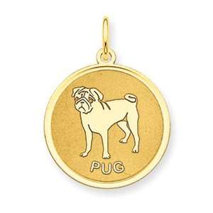  14k Gold Pug Disc Charm [Jewelry] Arts, Crafts & Sewing