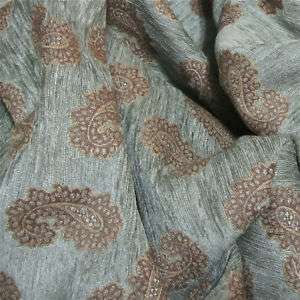 yards Plush Exotic Aqua Chenille Paisley Upholstery Fabric  