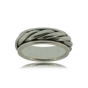    Gents Spinner Ring in Sterling Silver Wide Rope Band: Jewelry
