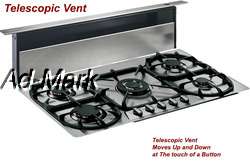   Gas Cooktop with 5 Burners, Safety System and Telescopic Downdraft