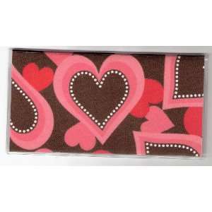  Checkbook Cover Heart Hearts Brown Pink 