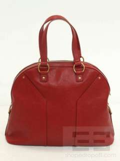   Saint Laurent Red Pebbled Leather Oversized Muse Handbag NEW  