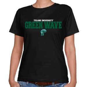  Tulane Green Wave Ladies Black University Name Classic Fit T shirt 