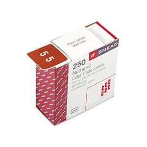  Single Digit End Tab Labels, Number 5, White on Brown, 250 