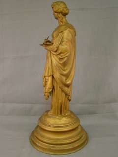 19thC Antique VICTORIAN SPELTER Figural GREEK ARTIST Lady MANTLE 