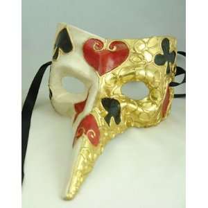  Mask Mardi Gras Red Heart Ornate Long Noses Party Mask 