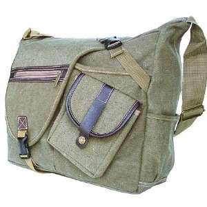 Military Inspired Canvas Crossbody Messenger Bag Laptop Case Backpack 