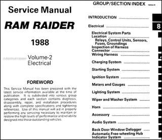  Dodge Ram Raider Shop Manual 2 Volume Set 88 Original Repair Service 