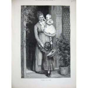  Clark Fine Art 1890 Little Girl Children Mother Door: Home 
