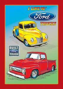Ford Old Trucks Built Tough Retro Hotrod Shop Tin Sign  