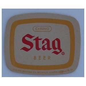  Beer Coaster Stag From Carling 1960`s 3 1/2x2 3/4 Oval 