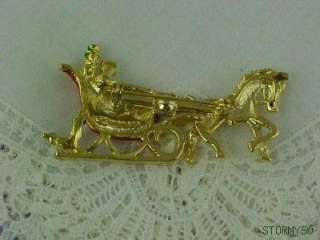 Vtg Gerrys Horse Drawn Sleigh Christmas Pin Brooch  