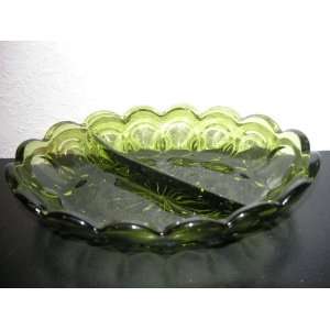  Emerald Green Antique Depression Glass Divided Serving 