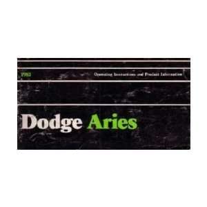  1981 DODGE ARIES Owners Manual User Guide: Automotive