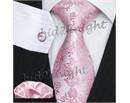 Brand New Pink Floral Wedding Luxury Silk Tie Set 1157  