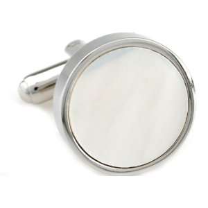  Silver with White Mother of Pearl Center Cufflinks Cuff 
