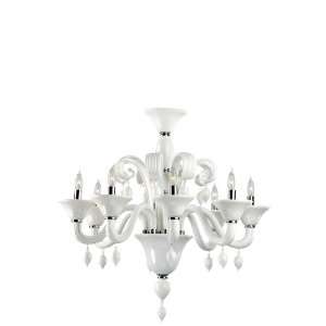   Light Opaque White Murano Glass Style Chandelier: Home Improvement