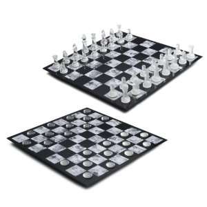  Melannco Glass Chess/Checkers, Black