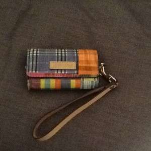 DOONEY & BOURKE~MULTI COLOR~LEATHER ACCENTS~~CELL PHONE BAG **FREE 