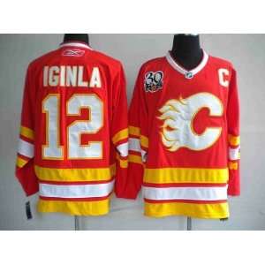  New Calgary Flames 30th Jersey #12 Iginla Red Hockey 