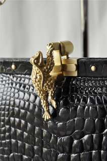 BARRY KIESELSTEIN CORD Black ALLIGATOR Bag Handbag Croc  