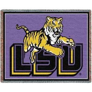   Center Logo   69 x 48 Blanket/Throw   LSU Fighting Tigers: Sports