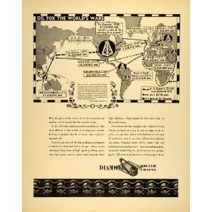 1941 Ad Diamond Roller Chains Oil World War Map Indianapolis Times 