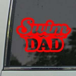  Swim Dad Red Decal Truck Bumper Window Vinyl Red Sticker 
