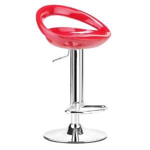  Zuo Tickle Adjustable Bar Stool in Red & Chrome: Home 