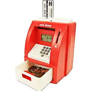  Red ATM Toy Bank with ATM Card Toys & Games